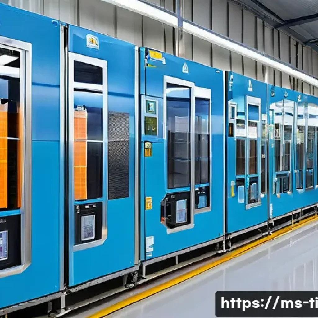 건조 식품 제조의 지속 가능한 접근법 - A modern Malaysian food drying factory interior showing a large vacuum drying machine in operation, ...