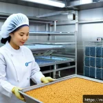 Home 20 상업적 건조 식품 제조의 이점과 단점 - A modern Malaysian dry food manufacturing factory interior showcasing advanced freeze-drying and vac...
